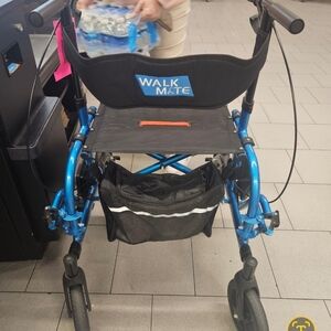 Blue Rollator with Comfortable Grips and Brake Levers